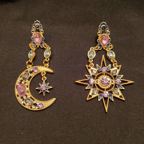 Celestial Stone & Crystal Dangle Earrings - Picture 6 of 9